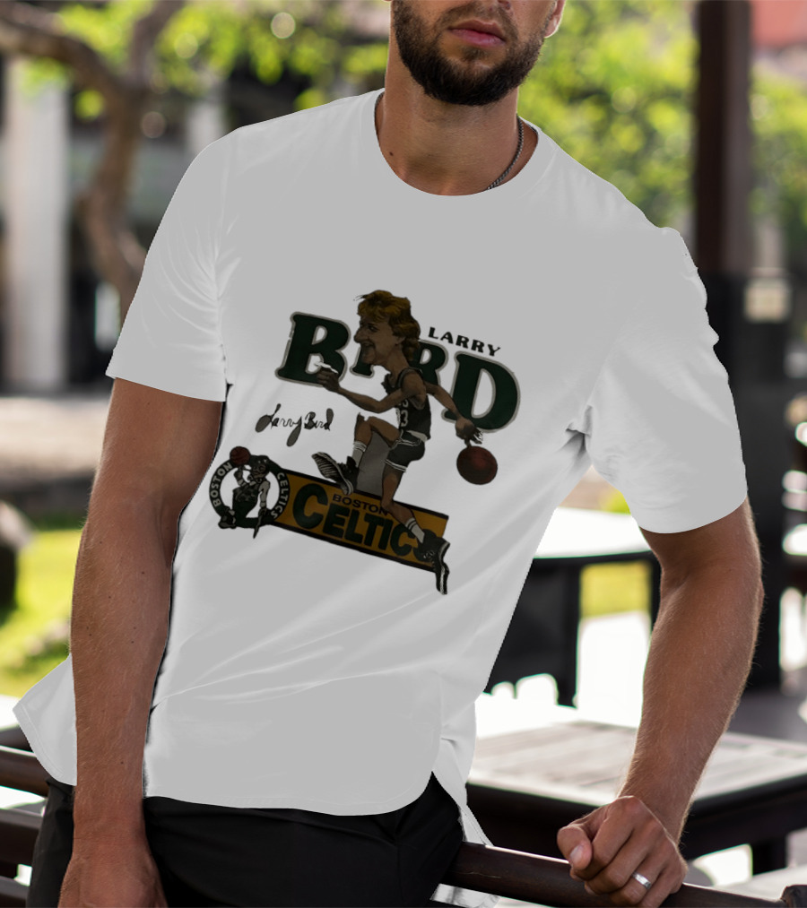 Larry Bird Boston Celtics Caricature Basketball Legends T-Shirt