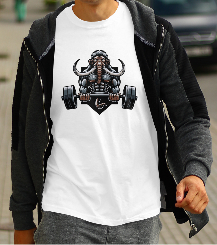 Elephant Weight Lifting Body Builder Mammoth Muscles Strength Fitness T-Shirt