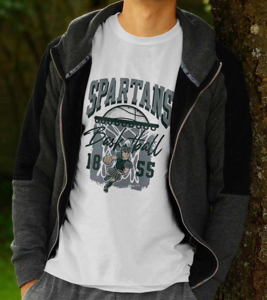 Spartans Basketball 1855 Character Slam Dunk T-Shirt