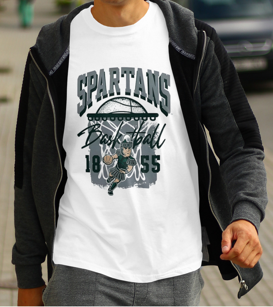 Spartans Basketball 1855 Character Slam Dunk T-Shirt