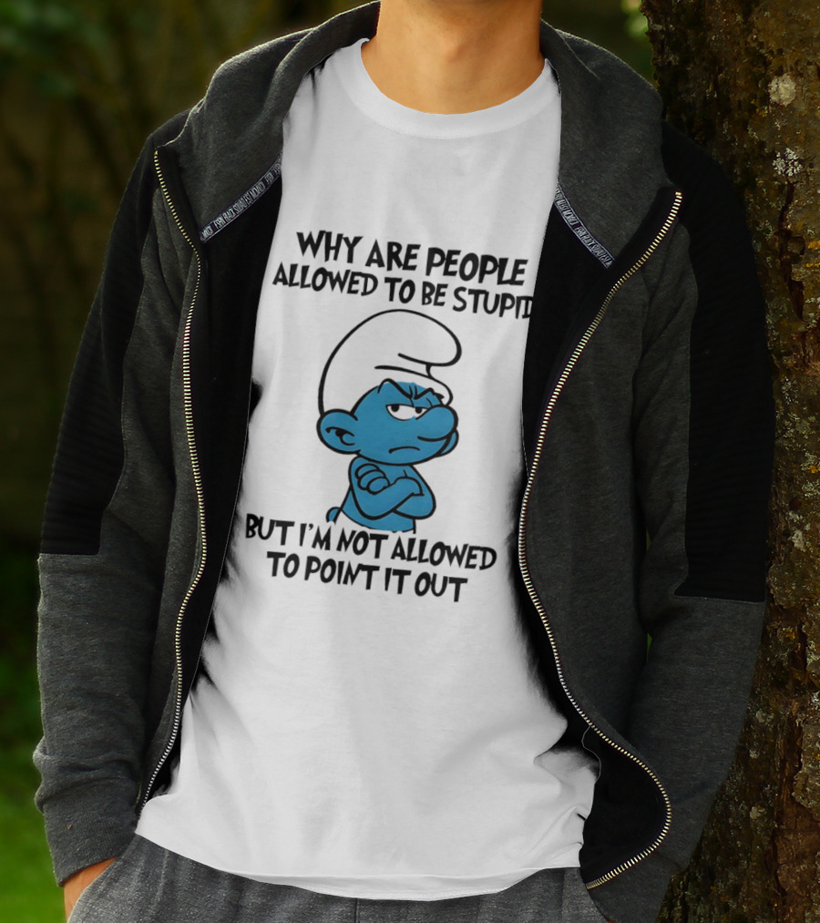 Smurfs Grumpy Character Why Are People Allowed To Be Stupid But I'm Not Allowed To Point It Out T-Shirt