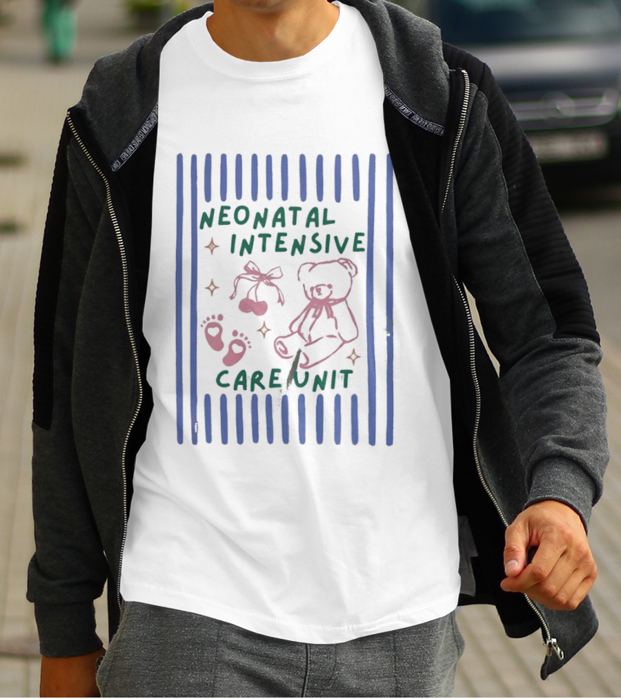 Neonatal Intensive Care Unit Pink Bear And Cherry T-Shirt