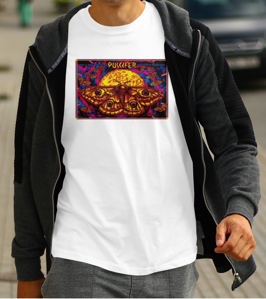 Puscifer Boston MA April 4 2026 Wang Theatre Neon Moth T-Shirt