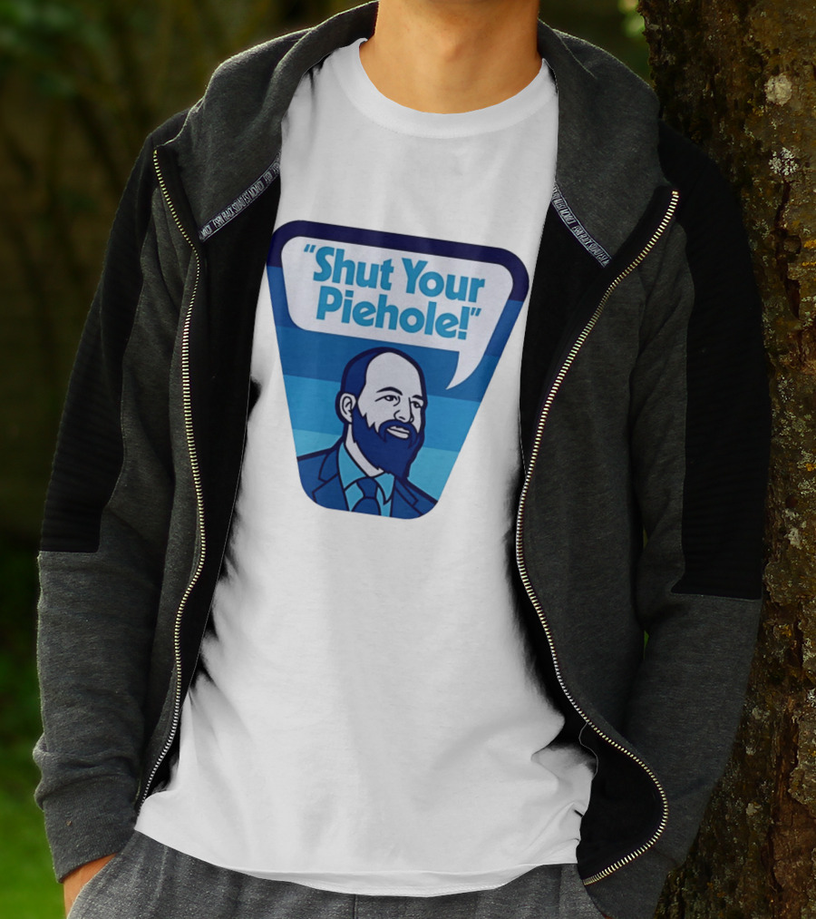 Shut Your Piehole Speech Bubble Blue Suit Beard T-Shirt