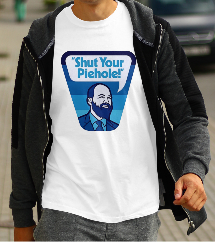 Shut Your Piehole Speech Bubble Blue Suit Beard T-Shirt