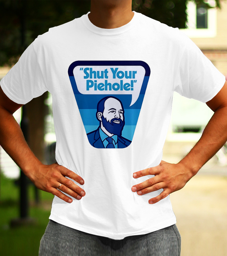 Shut Your Piehole Speech Bubble Blue Suit Beard T-Shirt