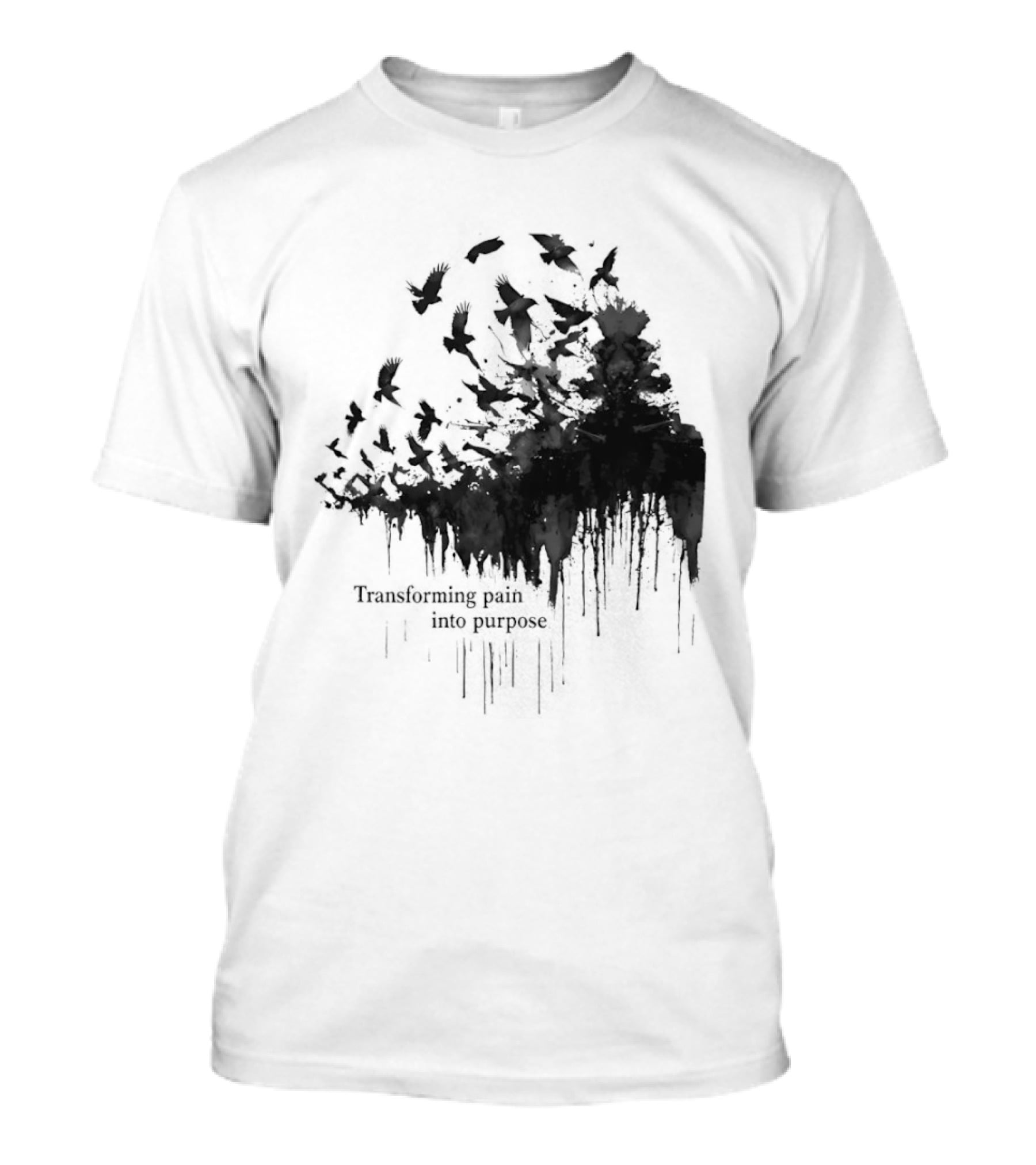 Transforming Pain Into Purpose Motivational Tree Art With Birds In Flight Symbolizing Growth And Healing T-Shirt