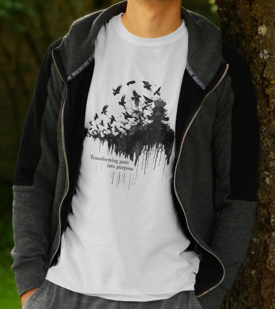 Transforming Pain Into Purpose Motivational Tree Art With Birds In Flight Symbolizing Growth And Healing T-Shirt