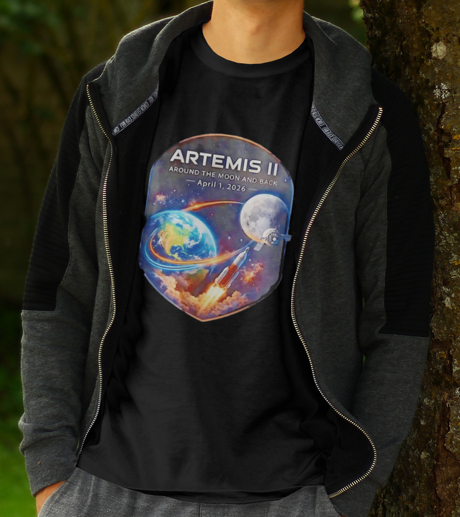 Artemis II Mission April 1 2026 Around The Moon And Back Rocket And Earth T-Shirt