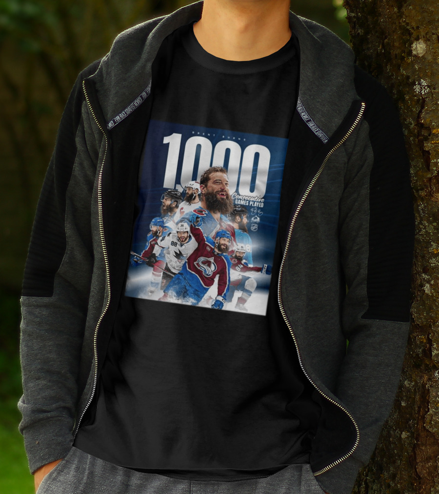 Brent Burns 1000 Consecutive NHL Games Played Colorado Avalanche San Jose Sharks T-Shirt