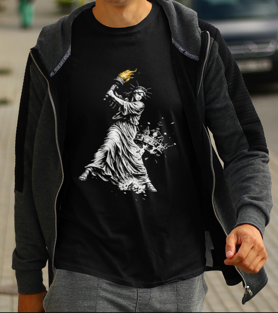 Statue Of Liberty Holding Torch Democracy No Kings Anti Trump T-Shirt