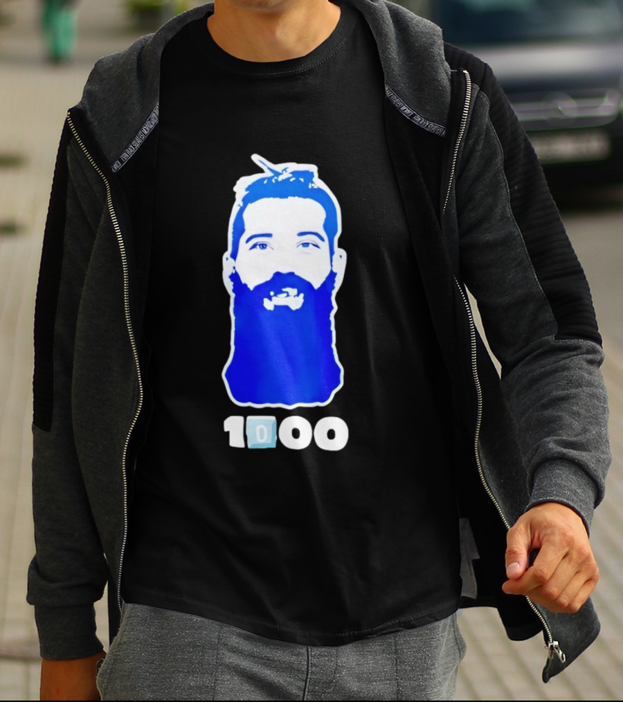 Colorado Avalanche 1000th Milestone Burnzie Blue Beard T-Shirt