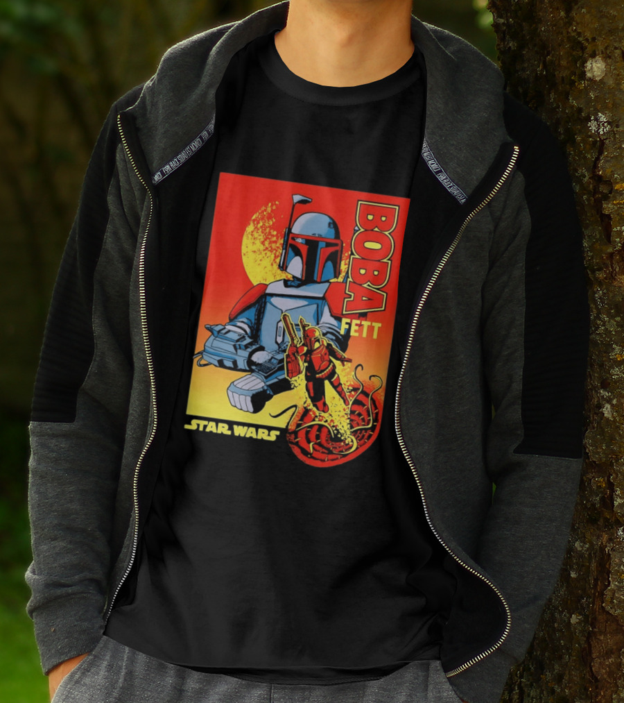 Star Wars Boba Fett Sarlacc Escape Retro Comic T-Shirt
