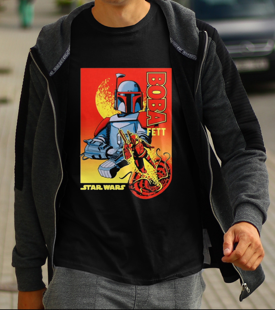 Star Wars Boba Fett Sarlacc Escape Retro Comic T-Shirt