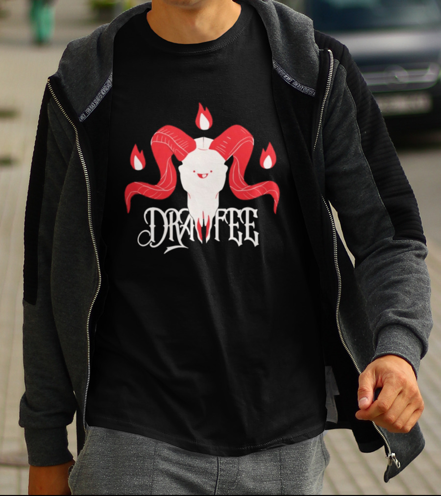 Drawfee Metal Goat Skull Flames T-Shirt