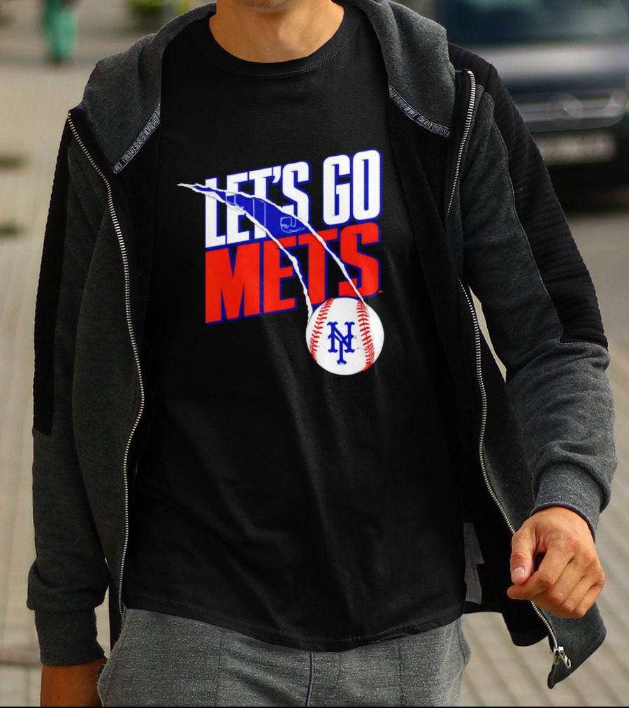 New York Mets Let's Go Mets Baseball Royal Splitter T-Shirt