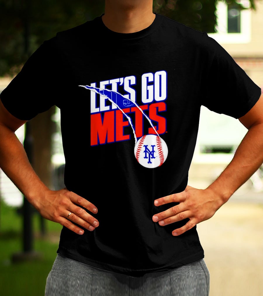 New York Mets Let's Go Mets Baseball Royal Splitter T-Shirt
