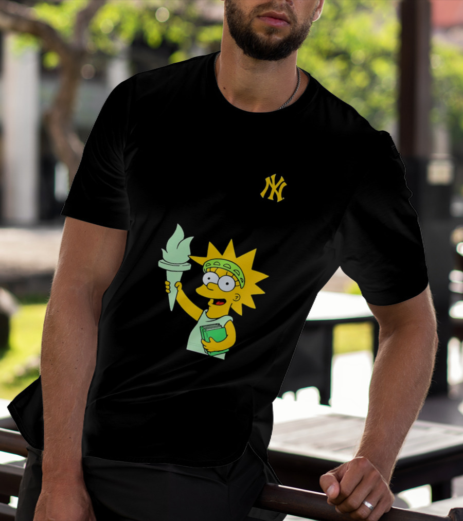 New York Yankees Simpsons Lisa Statue Of Liberty 2026 Iconic Collaboration T-Shirt