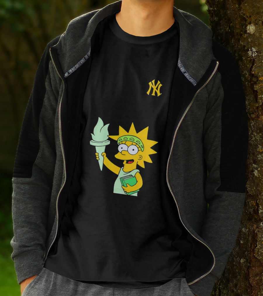 New York Yankees Simpsons Lisa Statue Of Liberty 2026 Iconic Collaboration T-Shirt