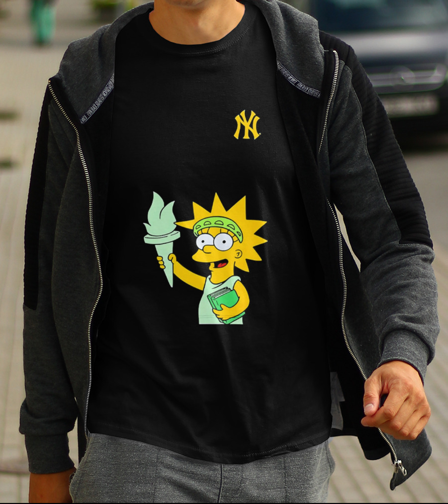 New York Yankees Simpsons Lisa Statue Of Liberty 2026 Iconic Collaboration T-Shirt