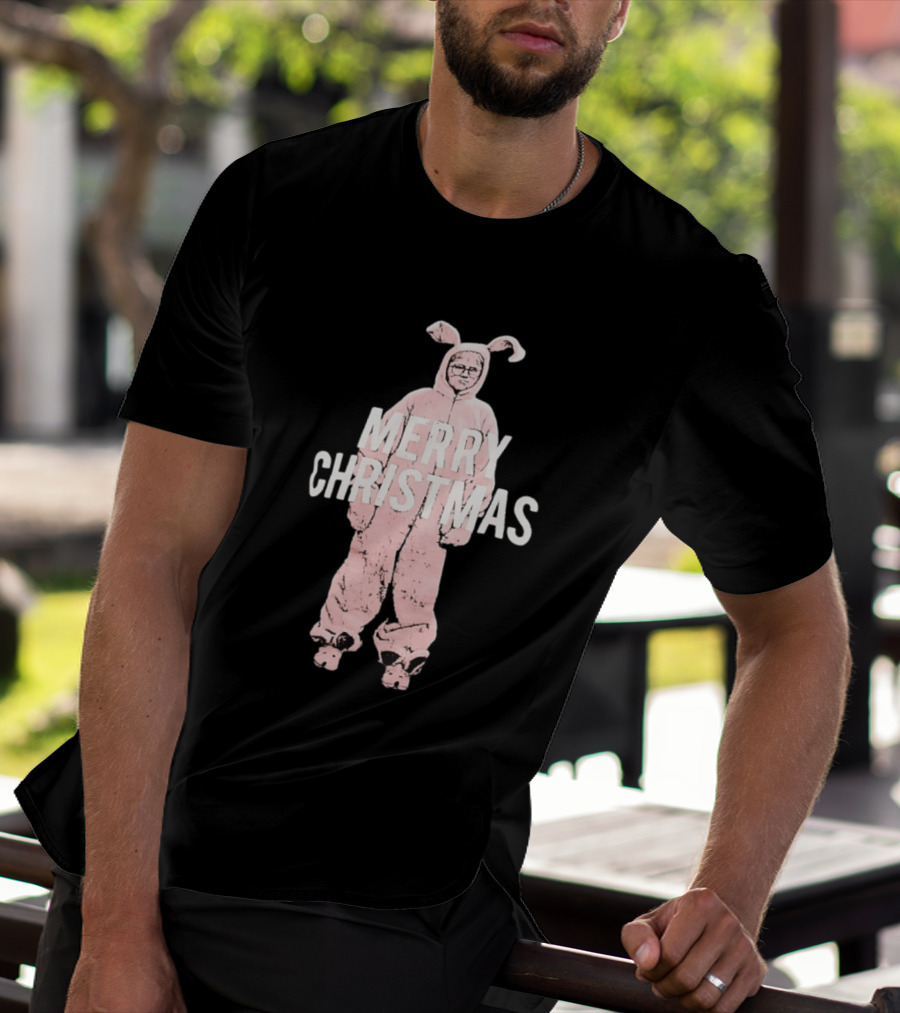 Merry Christmas Ralphie Pink Bunny Costume T-Shirt