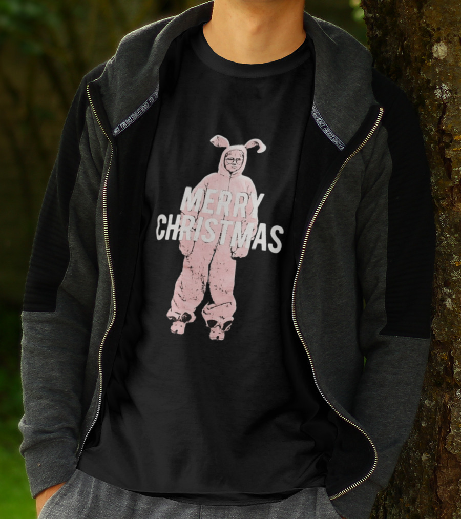 Merry Christmas Ralphie Pink Bunny Costume T-Shirt