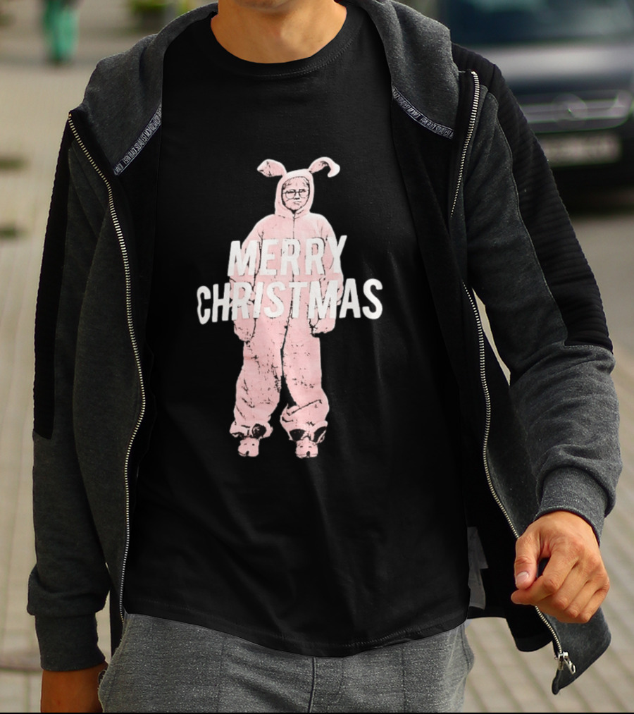 Merry Christmas Ralphie Pink Bunny Costume T-Shirt