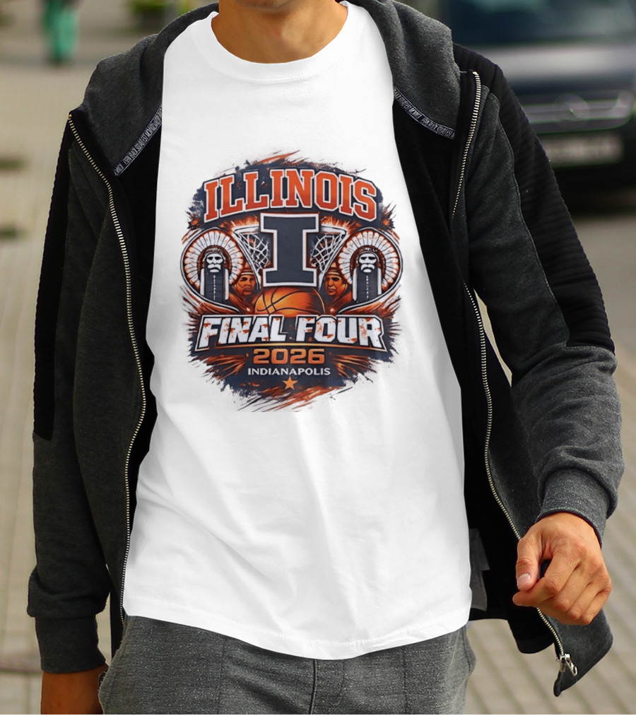 Illinois Fighting Illini Basketball Final Four 2026 Indianapolis Iconic I Logo And Native American T-Shirt