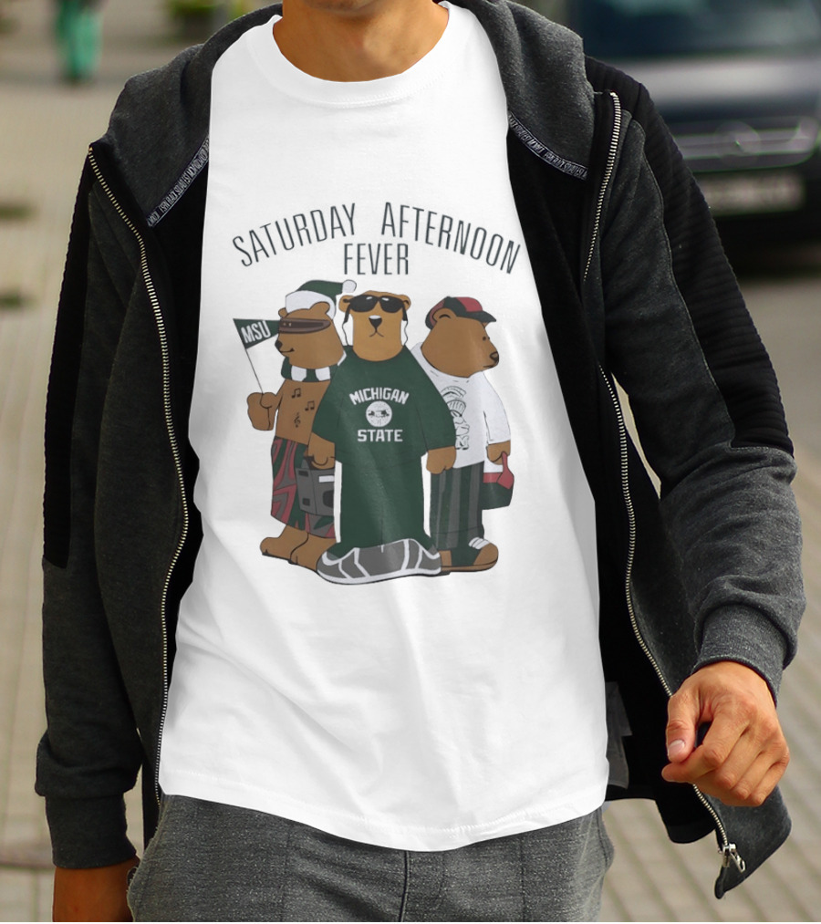 Michigan State Spartans Three Bears Saturday Afternoon Fever MSU T-Shirt