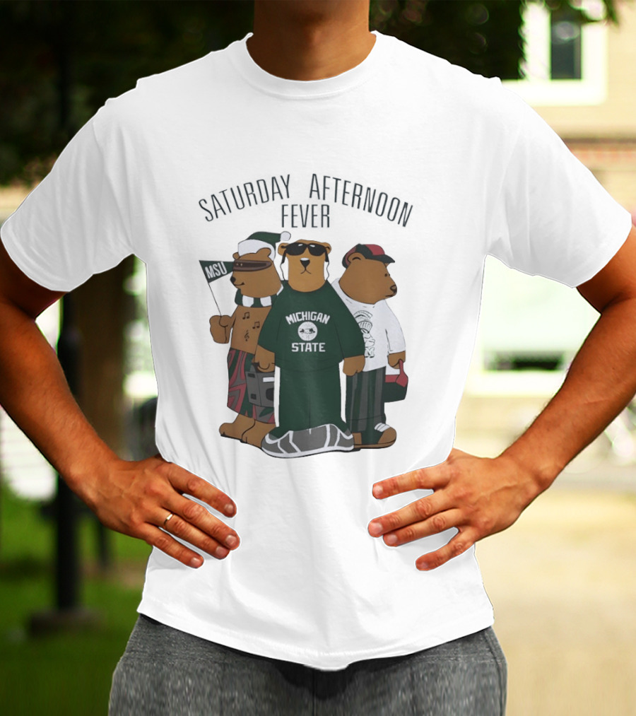 Michigan State Spartans Three Bears Saturday Afternoon Fever MSU T-Shirt