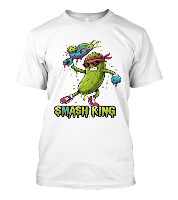 Smash King Pickleball Pickle Character With Paddle And Ball T-Shirt