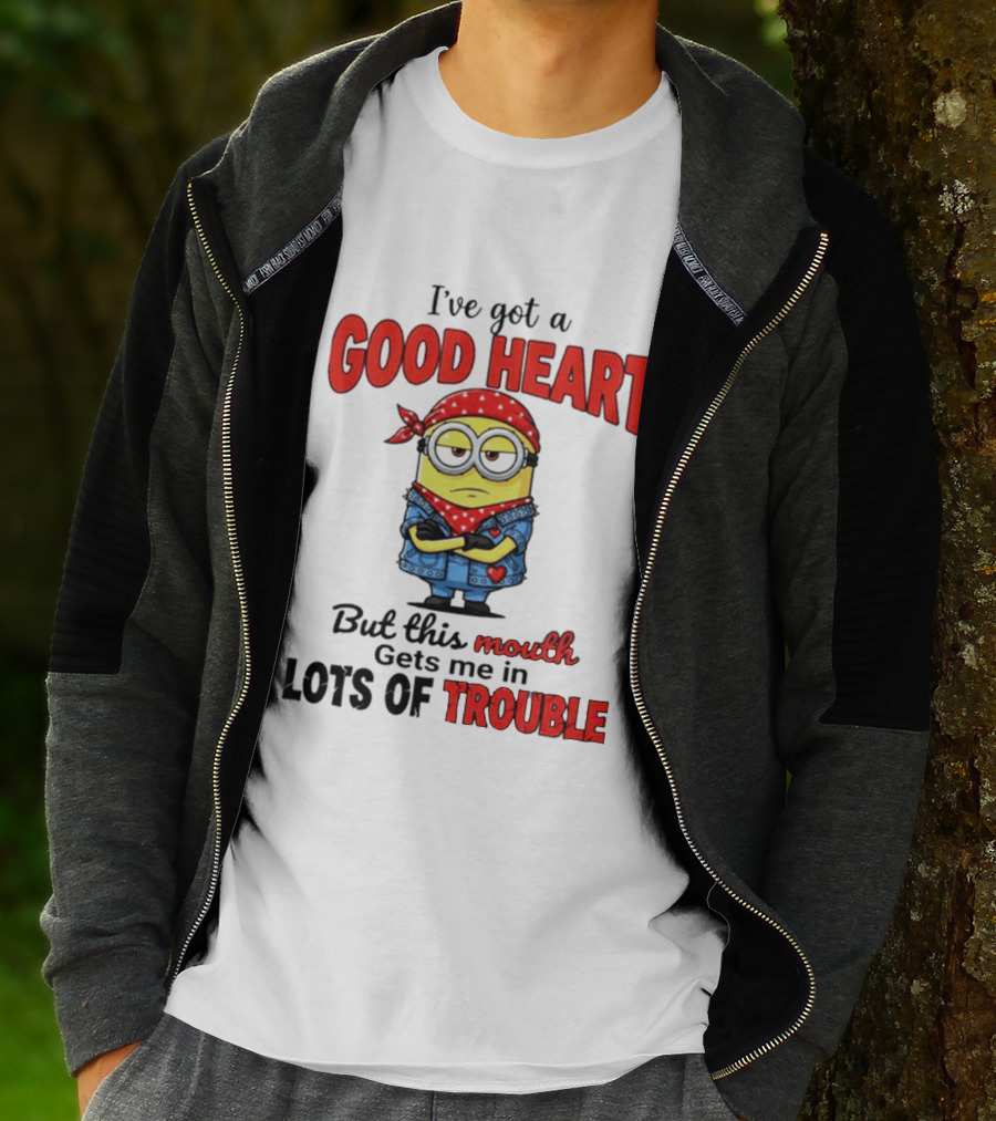 Minion I've Got A Good Heart But This Mouth Gets Me In Lots Of Trouble T-Shirt