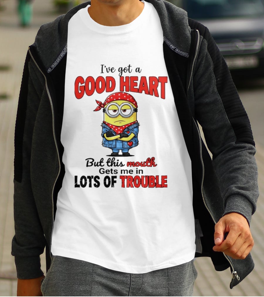 Minion I've Got A Good Heart But This Mouth Gets Me In Lots Of Trouble T-Shirt