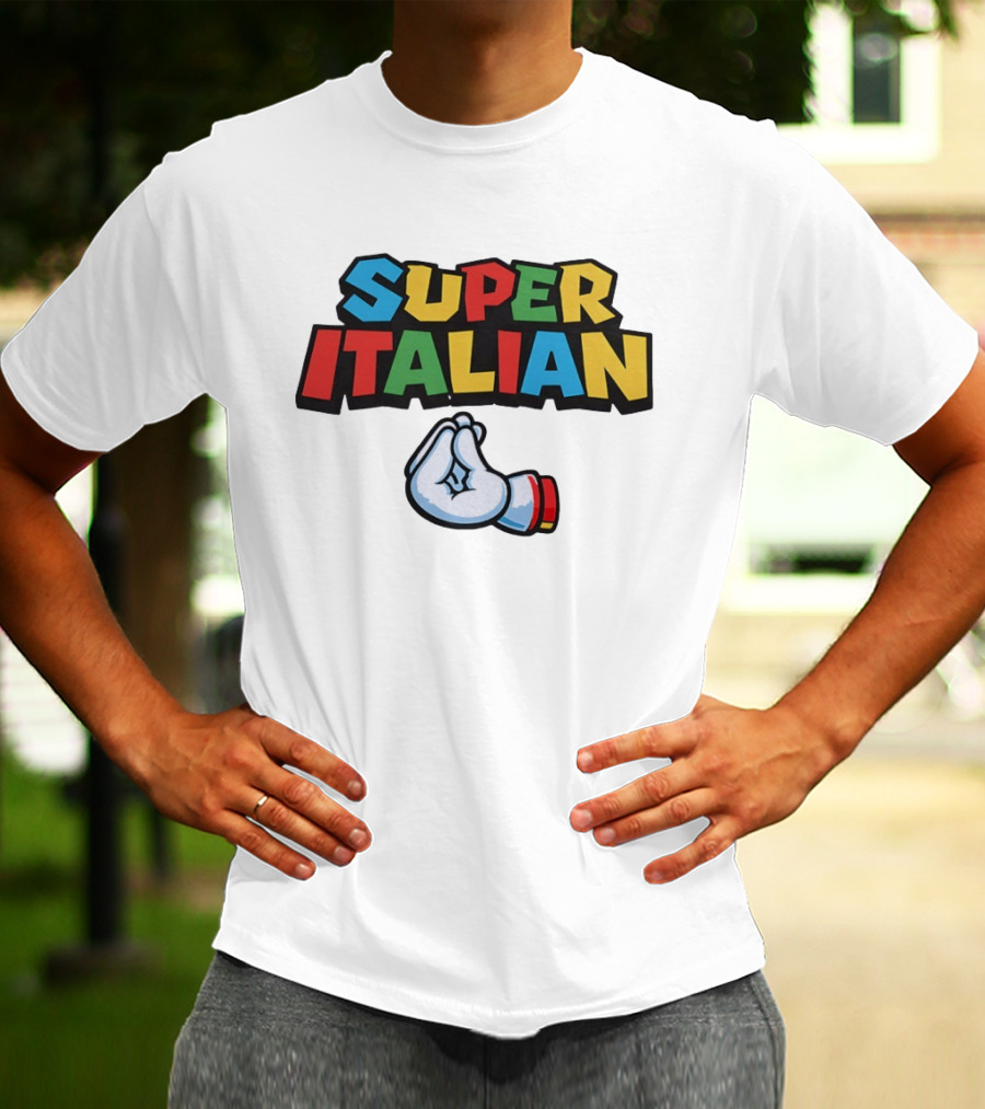 Super Italian Hand Gesture Colorful Letters T-Shirt