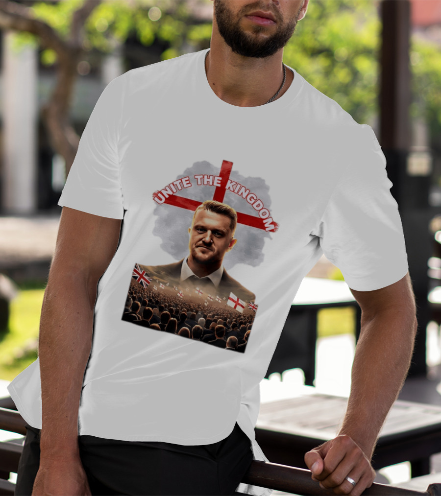 Unite The Kingdom Tommy Robinson England Flag Crowd T-Shirt