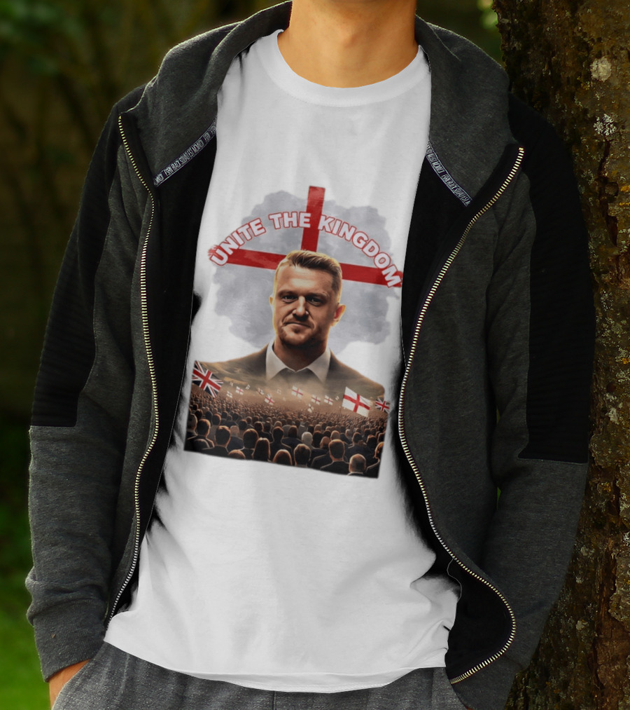 Unite The Kingdom Tommy Robinson England Flag Crowd T-Shirt