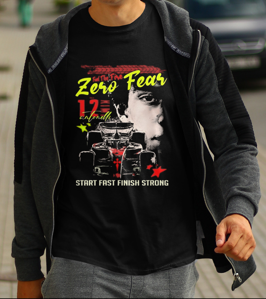 Andrea Kimi Antonelli Zero Fear 12 Start Fast Finish Strong T-Shirt