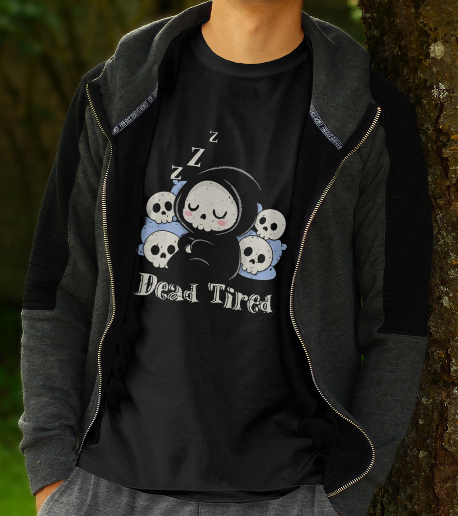 Grim Reaper Sleeping Among Skulls Dead Tired With ZZZ T-Shirt