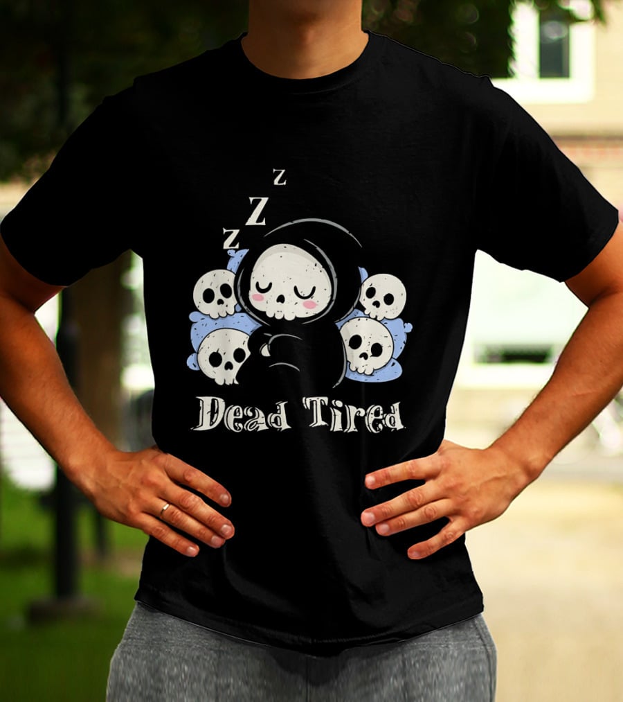 Grim Reaper Sleeping Among Skulls Dead Tired With ZZZ T-Shirt