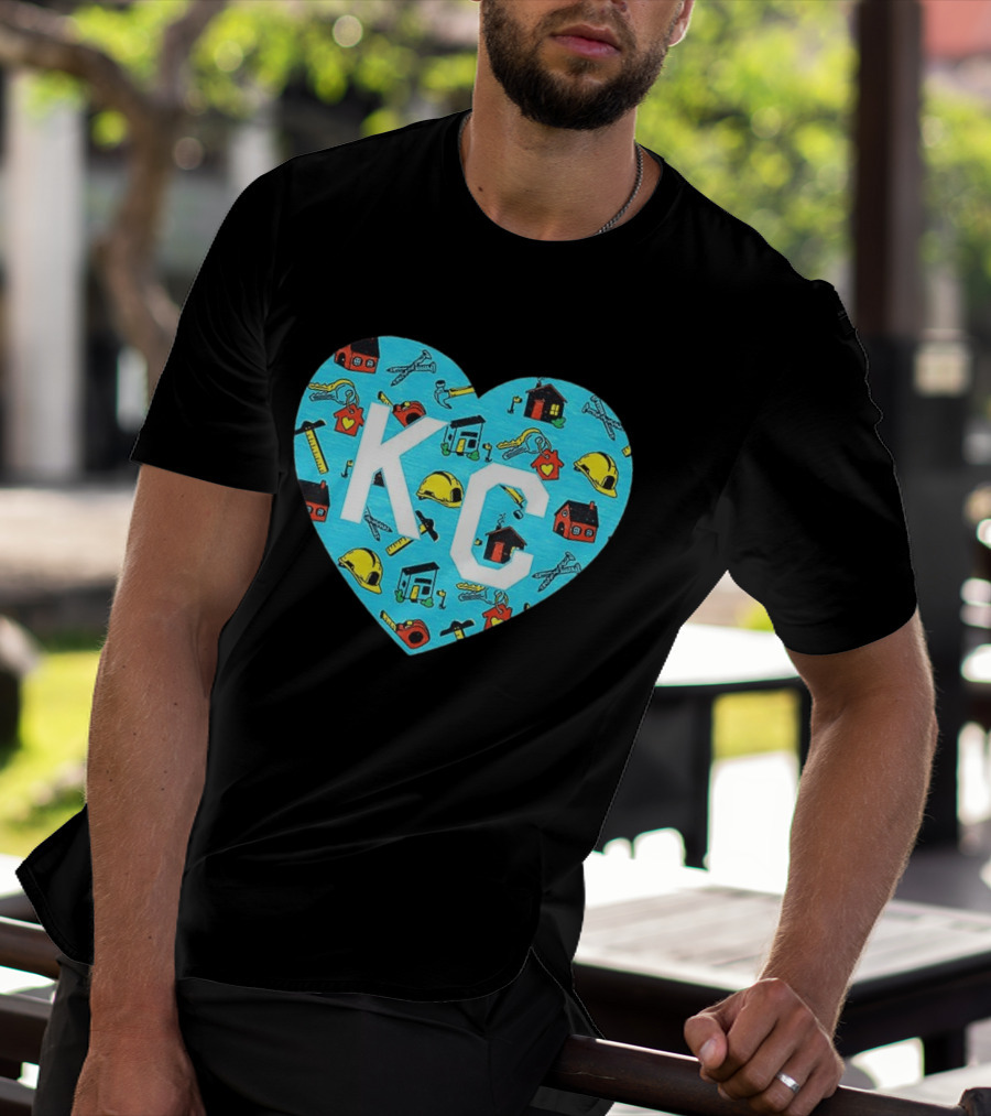 Habitat For Humanity Kansas City KC Heart With Tools And Houses T-Shirt