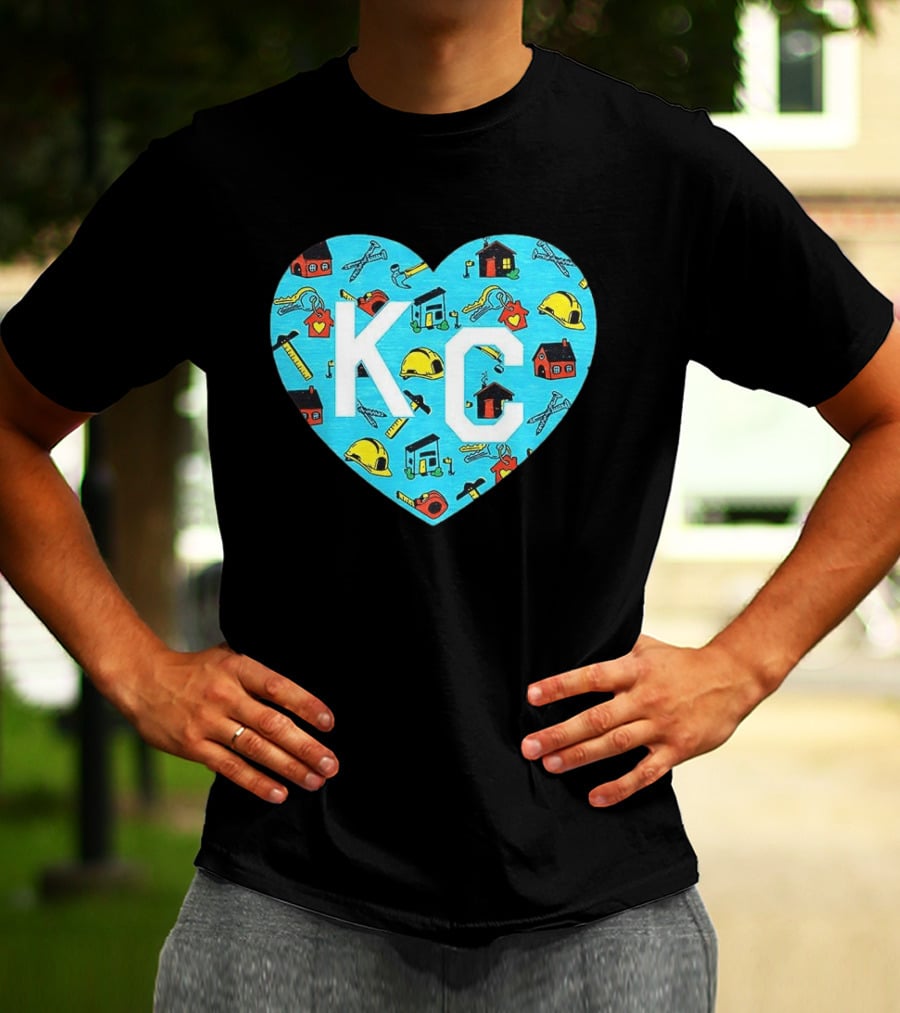 Habitat For Humanity Kansas City KC Heart With Tools And Houses T-Shirt