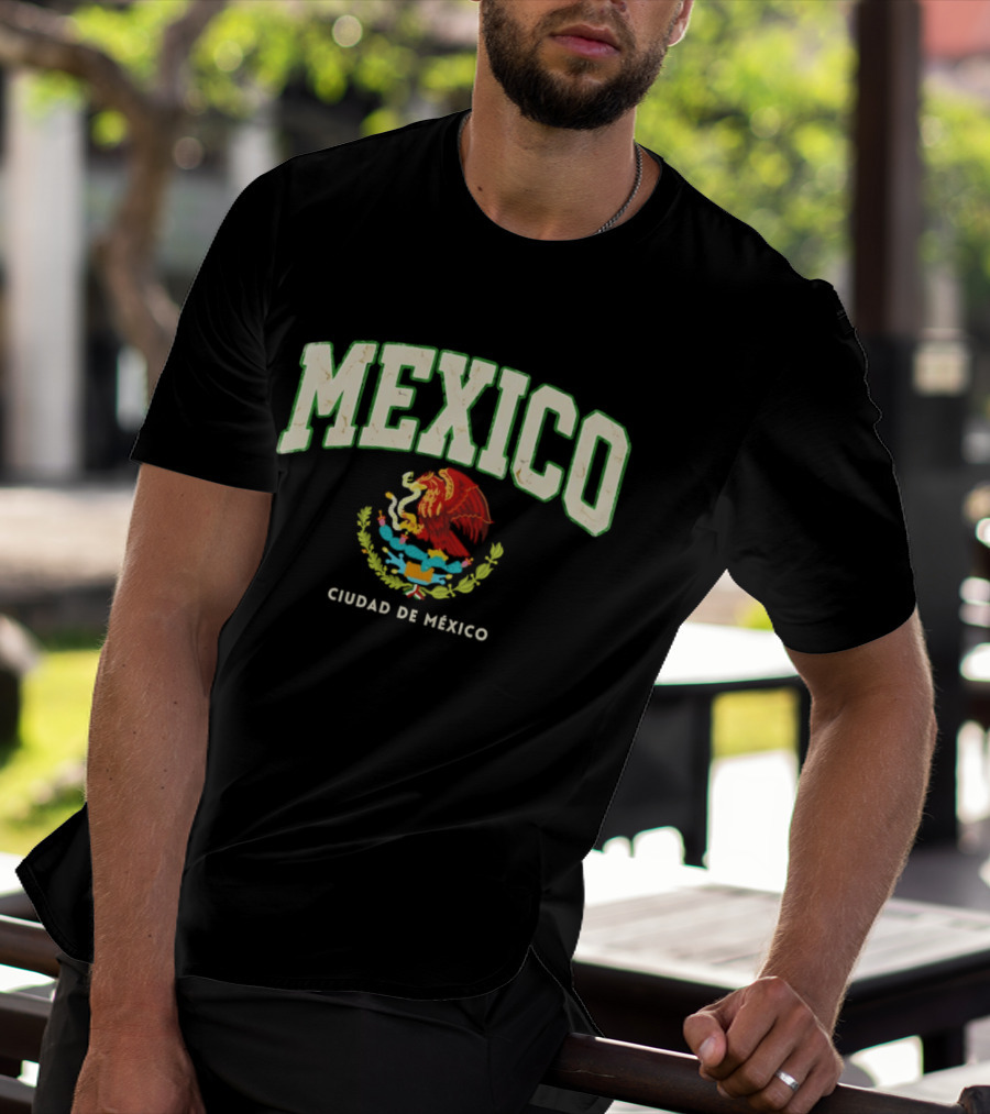Mexico Ciudad De México 2026 Soccer Emblem With Mexican Coat Of Arms T-Shirt