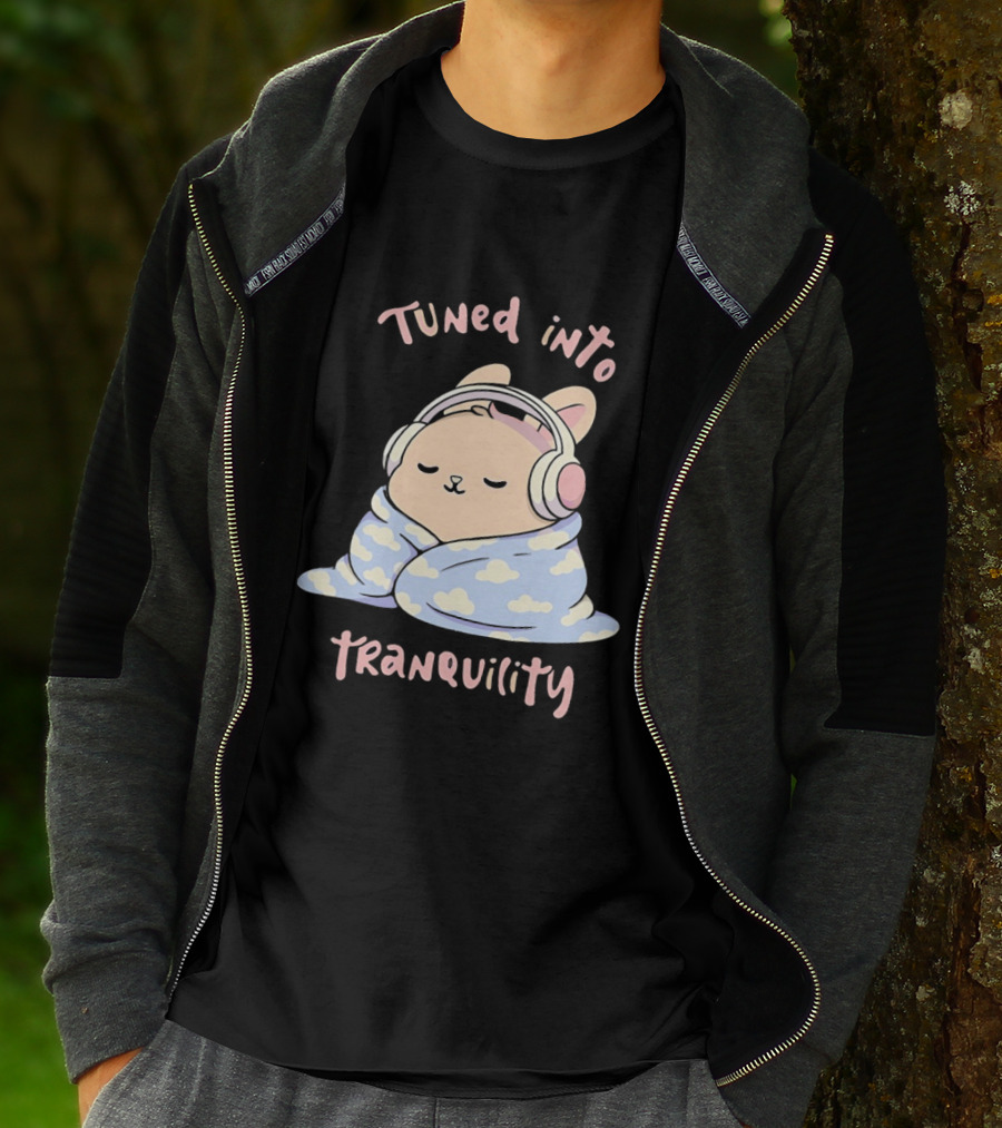 Tuned Into Tranquility Chill Bunny With Headphones T-Shirt