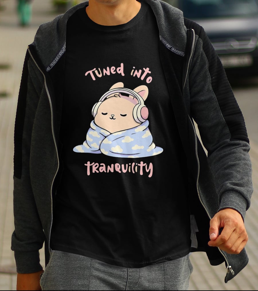Tuned Into Tranquility Chill Bunny With Headphones T-Shirt