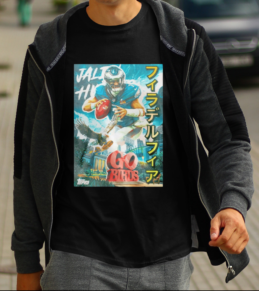 Jalen Hurts Philadelphia Eagles Go Birds Japanese Text Topps T-Shirt