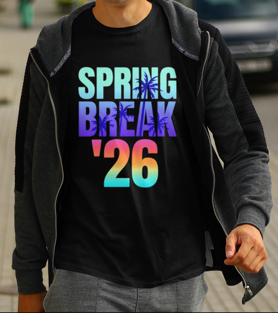Spring Break '26 Sunset Palm Trees Ocean Vibes T-Shirt
