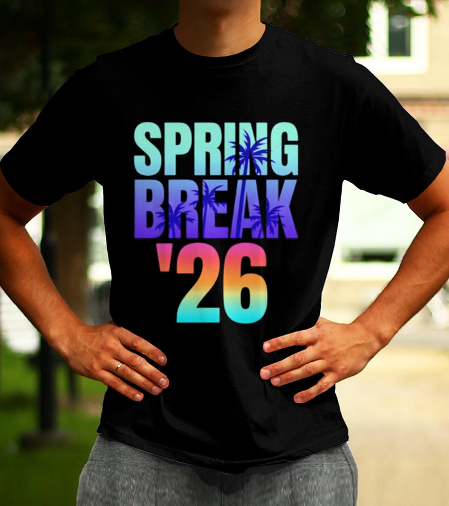 Spring Break '26 Sunset Palm Trees Ocean Vibes T-Shirt
