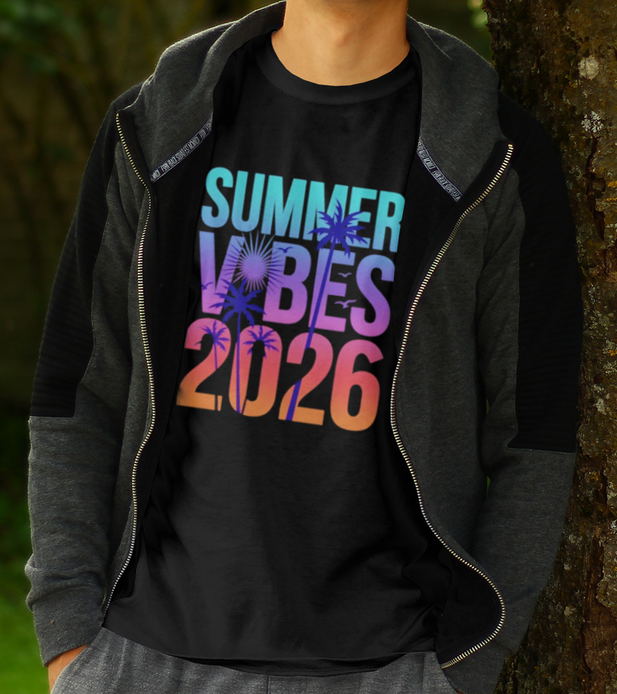 Summer Vibes 2026 Sunset Palm Trees And Tropical T-Shirt