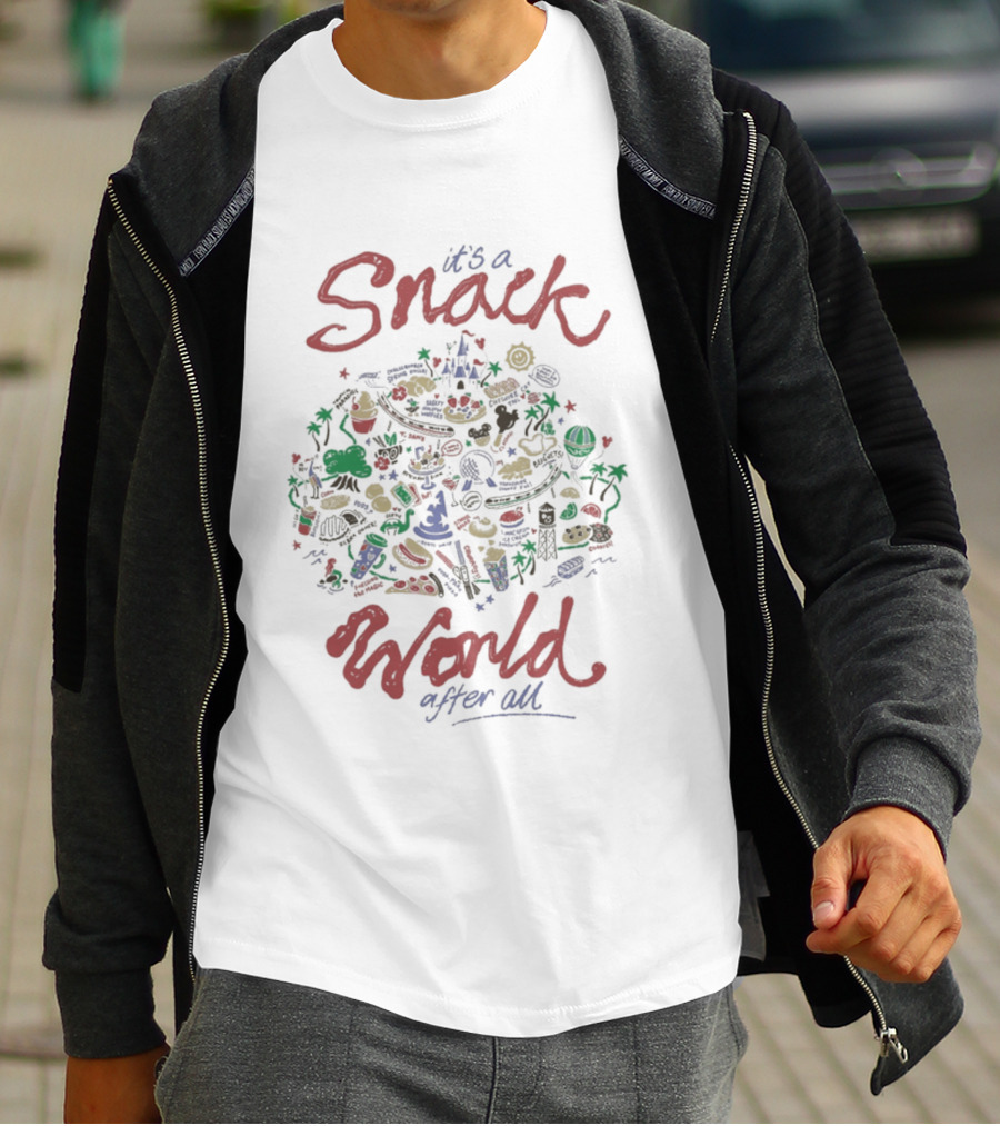 It's A Snack World After All Colorful Food Adventure T-Shirt