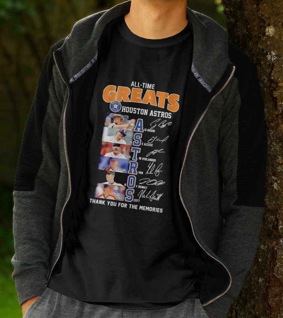 All Time Greats Houston Astros Names Signatures Thank You For The Memories T-Shirt